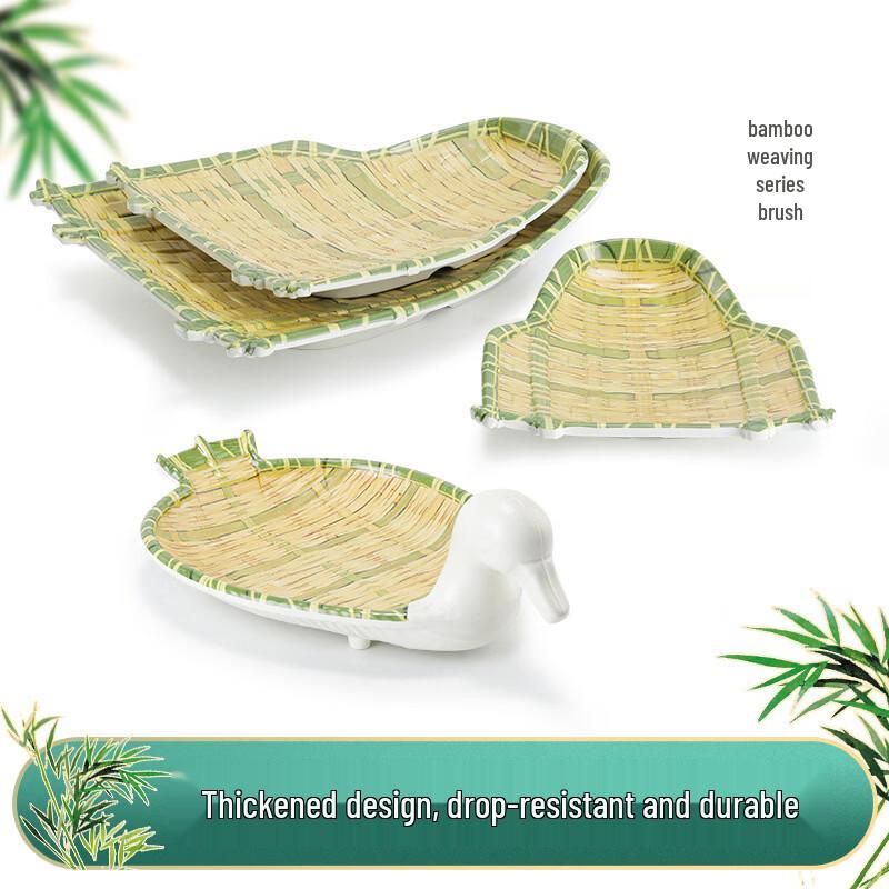 JINMEILI Melamine Faux Bamboo Serving Tray