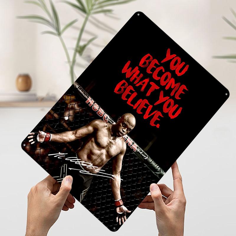 ММА Андерсон Силва Печатный плакат Настраиваемое настенное искусство Ретро Винтаж Металлические жестяные таблички для украшения домашнего интерьера Гостиная