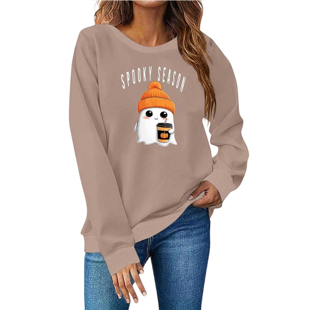 Женская мода повседневный принт повседневный длинный рукав круглый вырез толстовка топ