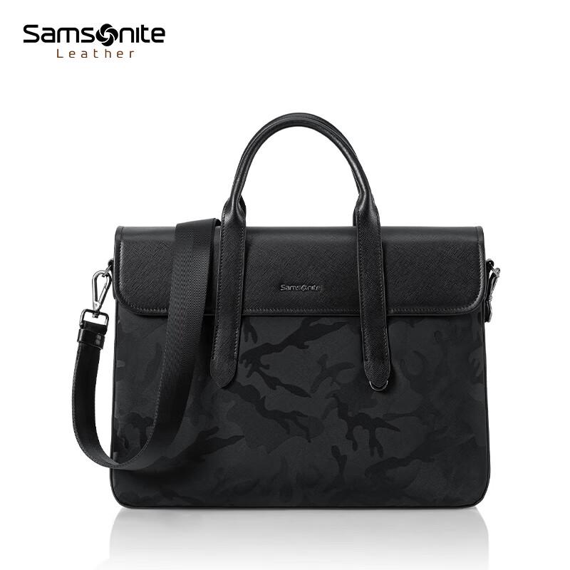Мужская кожаная деловая сумка-портфель Samsonite для ноутбука TK9