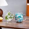 Flower-Infused Glass Mug - Decorative Dried Flower Clear Coffee/Tea Cup (Multi-Color Options)