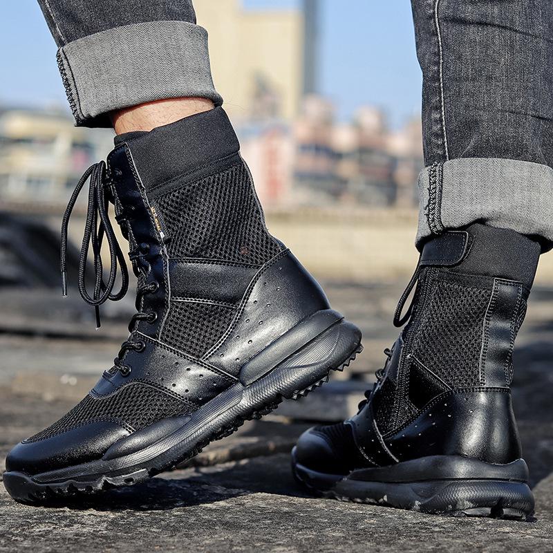 Унисекс Дышащие Летние Боевые Ботинки - Легкие, Высокие, Тактические, Боковая Молния для Использования на Открытом Воздухе