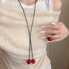 Выдвижной кулон в виде красной вишни для женщин - элегантное длинное колье-чокер в виде цепочки для свитера.