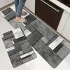 1Pcs Simple Gray And White Geometric Kitchen Mat Soft Thickened Kitchen Floor Mat Waterproof Non-slip Oil-proof Floor Mat Runner Rug