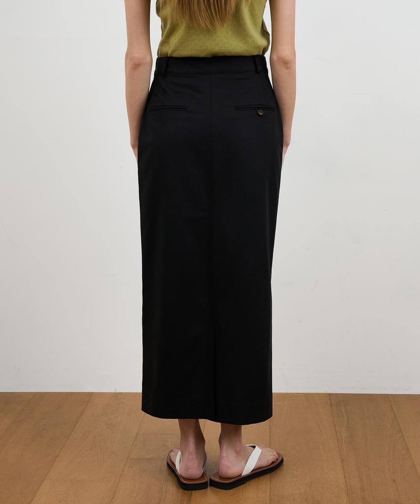 Dehebe Minimal Cotton Long Skirt [Black]