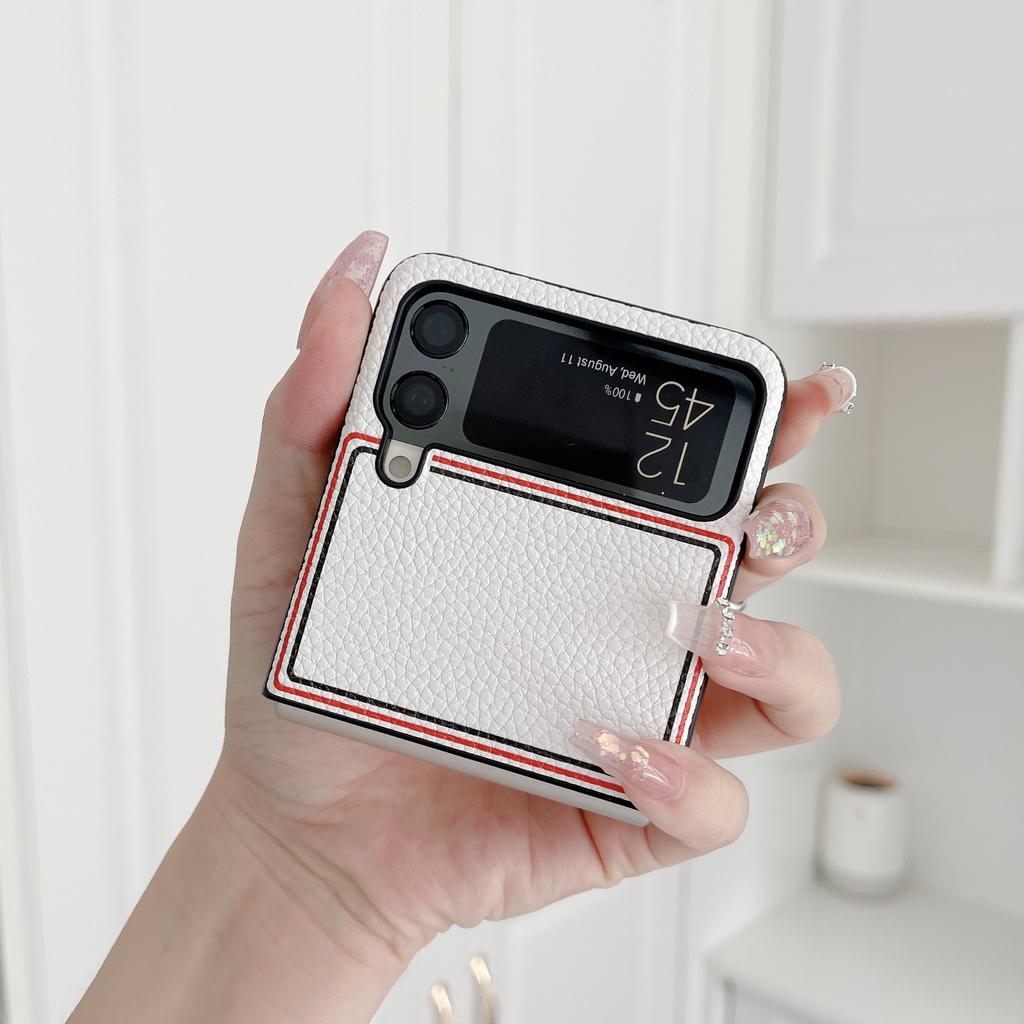 Чехол с личи для Samsung Galaxy Z Flip 4 3 5g, модный чехол 2022 года, противоударный роскошный кожаный чехол + чехлы для ПК для Flip4 Flip3
