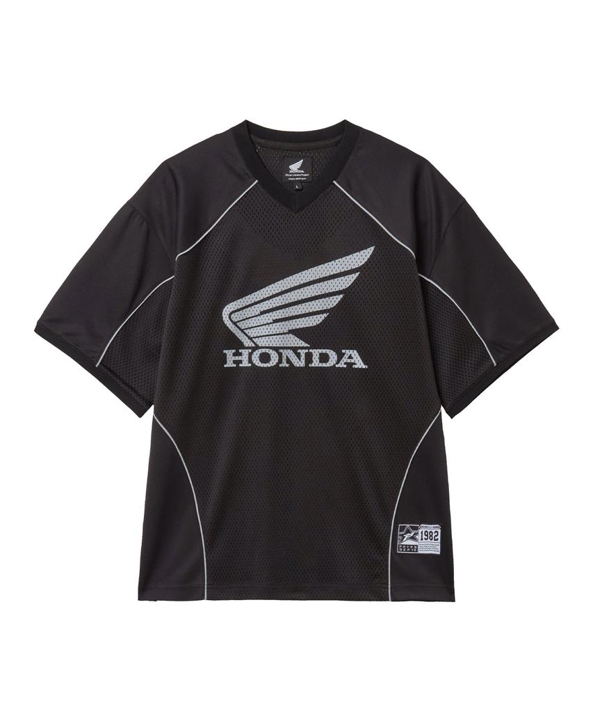 PHYPS MOTORCYCLE Mesh Piping Block Motorcycle Short Sleeve Black