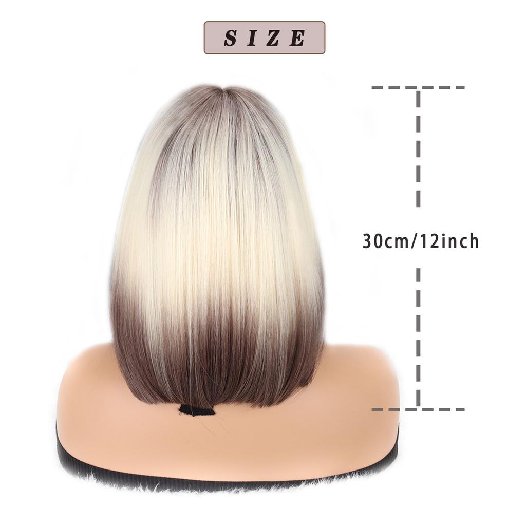 Straight Shoulder Length Bob Wigs Synthetic Natural Soft Hair Replacement Wigs For Women Girls For Daily Party Cosplay