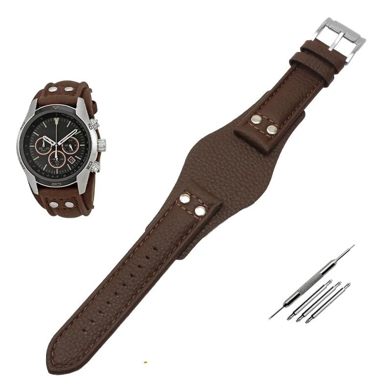 22-мм ремешок для часов из натуральной кожи для Fossil CH2592 CH2564 CH2565 CH2891CH3051 мужской ремешок-поддон в стиле с заклепками