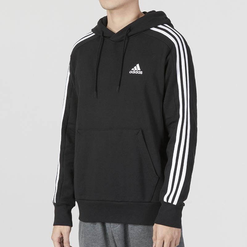adidas Мужская толстовка с капюшоном на молнии во всю длину, 3 полоски, черная IC0435