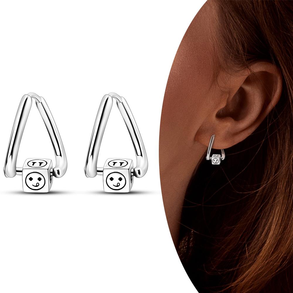 MULA Двойные серьги-кольца из стерлингового серебра 925 пробы с цирконием, цветком, звездой, U-образной формой, квадратным сердцем, паве, серьги-гвоздики в подарок для женщин, ювелирные изделия