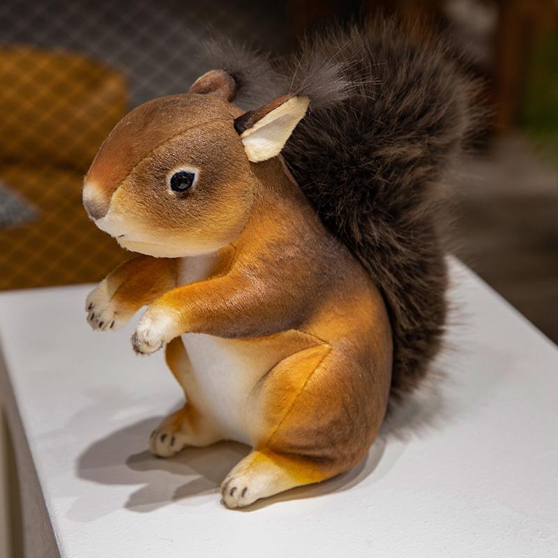 Realistic Squirrel Plush Toy Cute Lifelike Stuffed Animal Adorable Soft Doll Cuddle Pillow Boys Girl Kids Bedtime Companion Gift