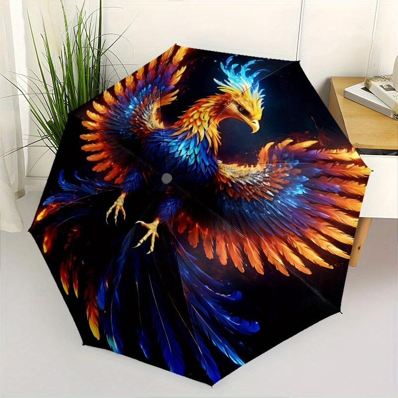 1pc Colorful Bird Durable Cartoon Folding Umbrella,Compact Umbrella for Men and Women, Suitable for Travel or Daily Use.R002