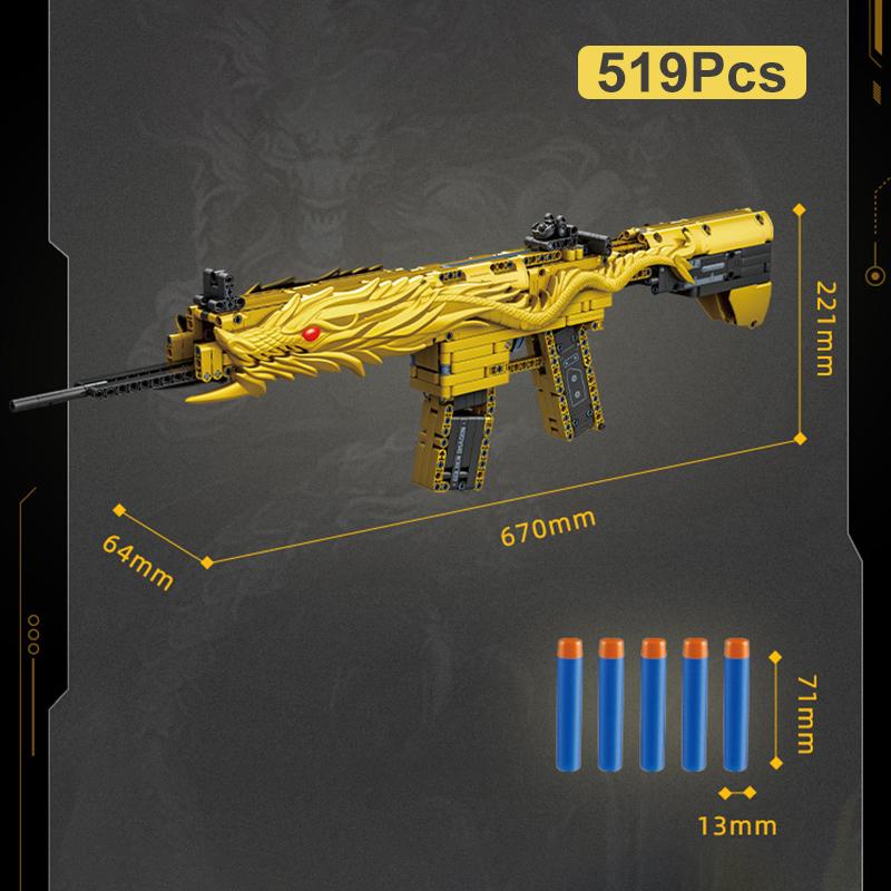 Военный Технический Золотой Пустынный Орел M416 Штурмовая Винтовка Модель Строительные Блоки Вторая Мировая Война Игра Дракон Пушка MOC Кирпичики Игрушки Для Ребенка Подарок
