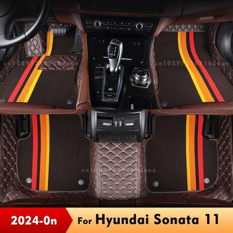 Для Hyundai Sonata 11 2024 Двухслойные автомобильные коврики для пола Автомобильные коврики для ног Покрытие-коврик Аксессуары для интерьера