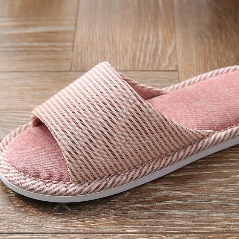 Полосатые женские домашние тапочки, домашняя обувь, шлепанцы, женские тапочки с мягкой подошвой, открытые тапочки для пар