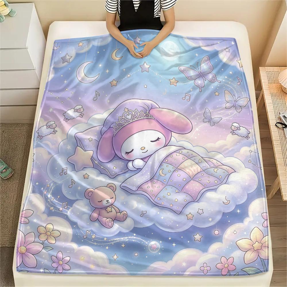 1 шт. Фланелевое одеяло с принтом My Melody, Высококачественное, Для всех сезонов, Декор для дома, Тепло и уют, Идеально для рождественских подарков