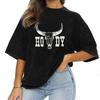 CM C&M WODRO Большие женские футболки с графическим принтом в деревенском стиле Howdy Rodeo Футболка Бохо Рубашки с черепом коровы