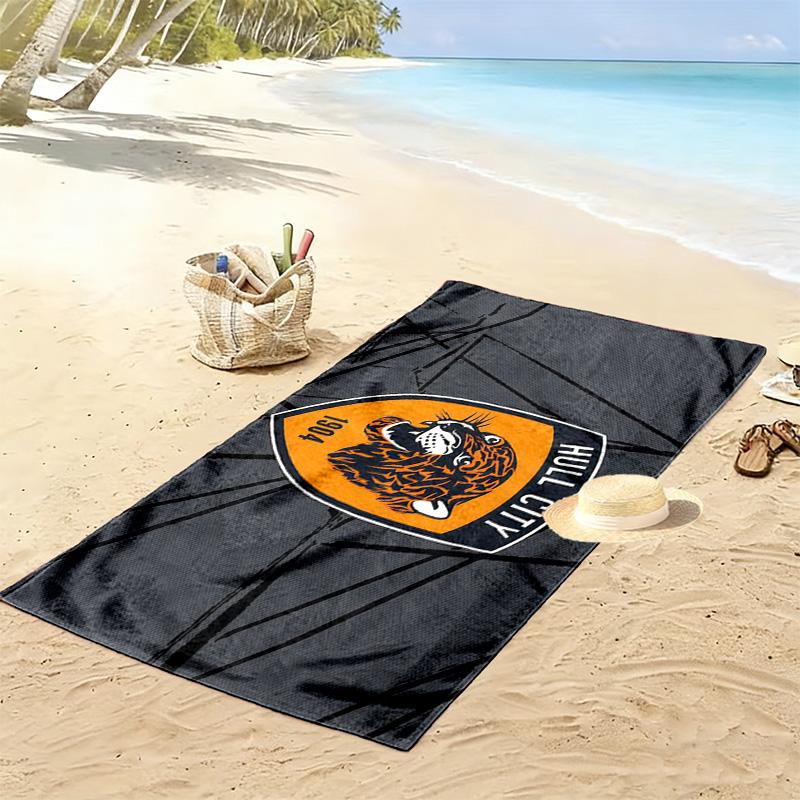 Полотенце для пляжа с принтом Hull City A.F.C, Большое Мягкое Быстросохнущее Полотенце для Пляжа Кемпинга Плавания