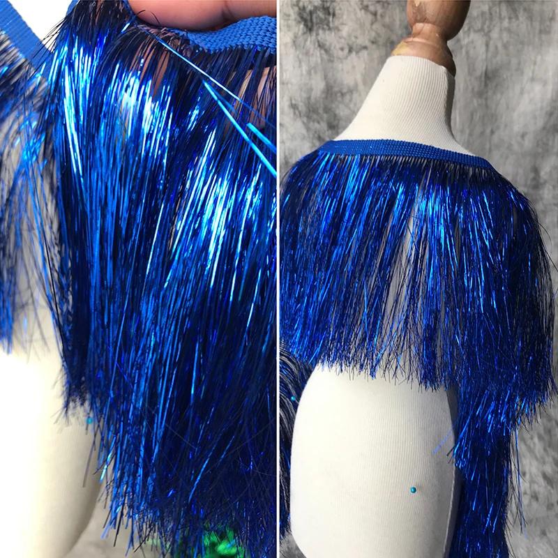 1.1 Yards Laser Shiny Tassel Fringe Trim Lace Ribbon Tassels Christmas Decor Curtains Latin Dance Dresses Skirt Fringes Sewing