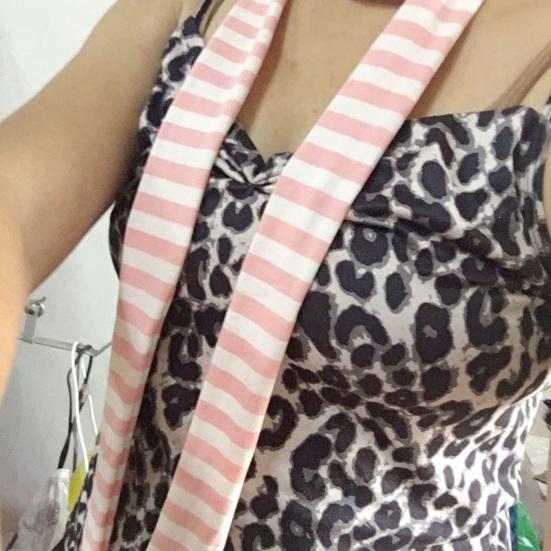 Women Scarf Striped Print Thin Long Scarf Harajuku Style Lightweight Breathable Cotton Scarf Girl Neck Wrap