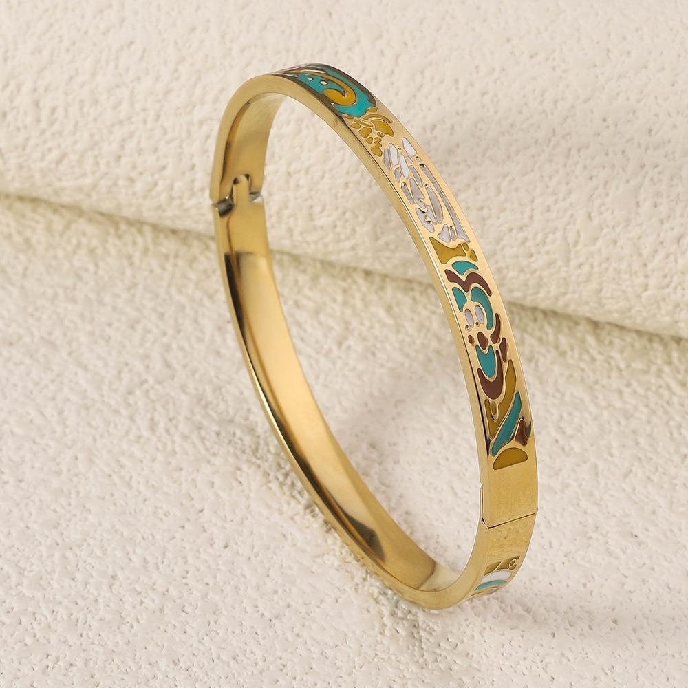 Шикарный китайский эмалированный браслет золотого цвета женский браслет на руку этнический цветочный браслет ювелирные изделия подарки