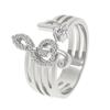 Personality Fashion Inlaid Zircon Musical Symbol Multiple Layers Hollowed-out Stainless Steel Rings for Women Korea Jewelry Gift