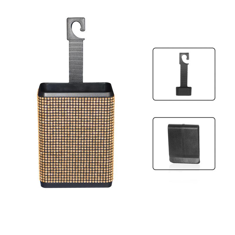 Автомобильный мусорный бак со стразами, контейнеры для хранения, пластиковый цветной ящик для хранения с алмазной спинкой, захват для мусора, подвесные аксессуары для автомобиля