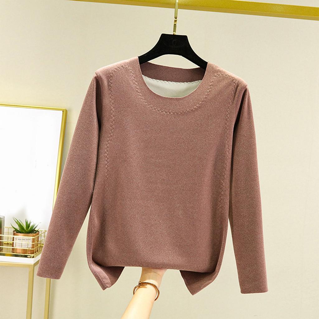 Женское свободное удобное повседневное модное и теплое нижнее белье с бесшовным круглым вырезом и толстым велюровым топом