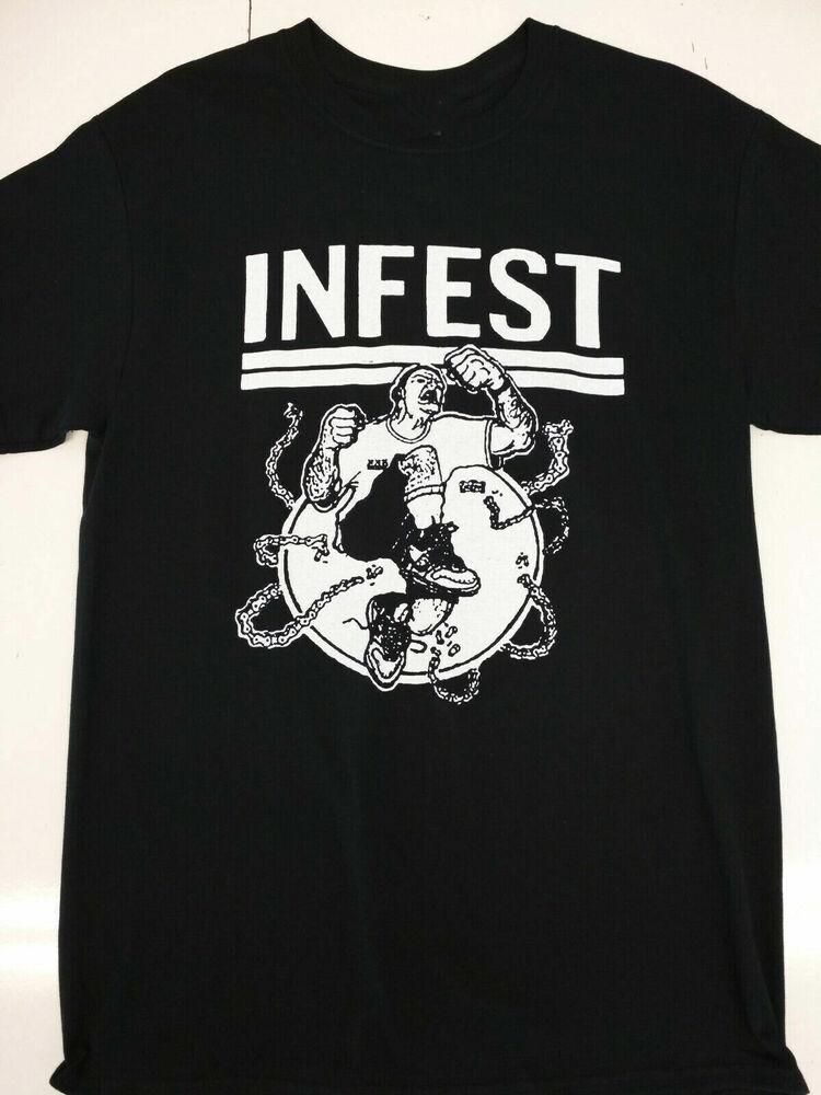 Infest - панк - панк-одежда Черная футболка с коротким рукавом Размеры от S до 234XL Футболка FA452 Унисекс Футболка