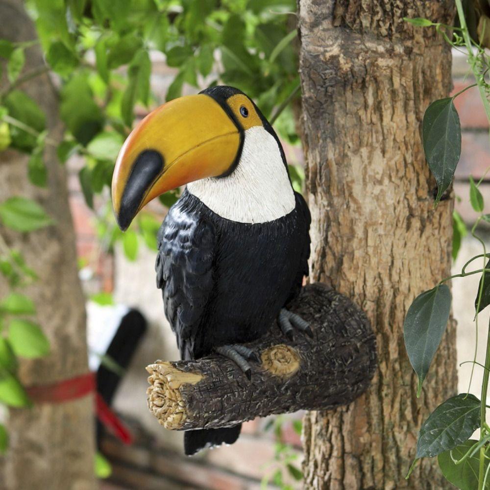 Realistic Toucan Tree Hugger Statue Resin Bird Figurine Toucan Bird Figurine  Outdoor