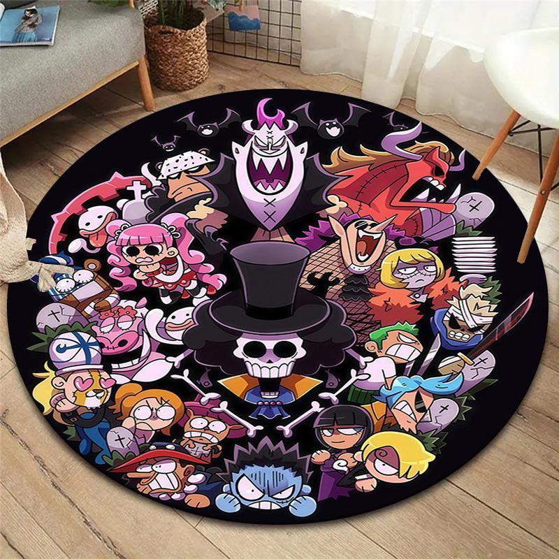 One Piece Anime Round Area Rug Carpet Rug For Living Room Bedroom Sofa Playroom Decor Nonslip Floor Mat