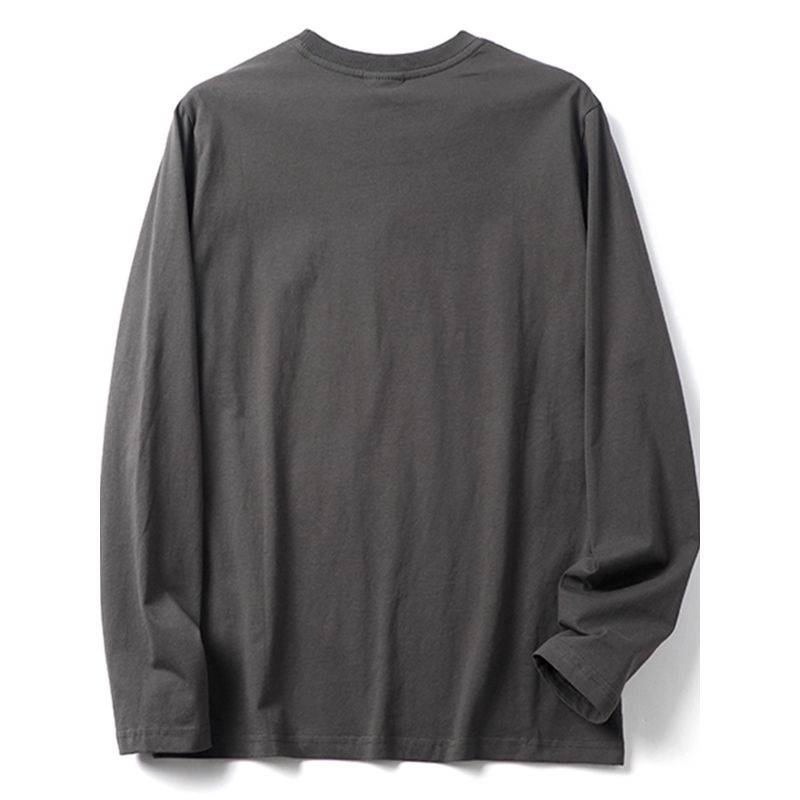 Export Surplus Cotton Long-Sleeve T-Shirt for Early Autumn, Men's Embroidered Round-Neck Loose Fit Versatile Trendy Top