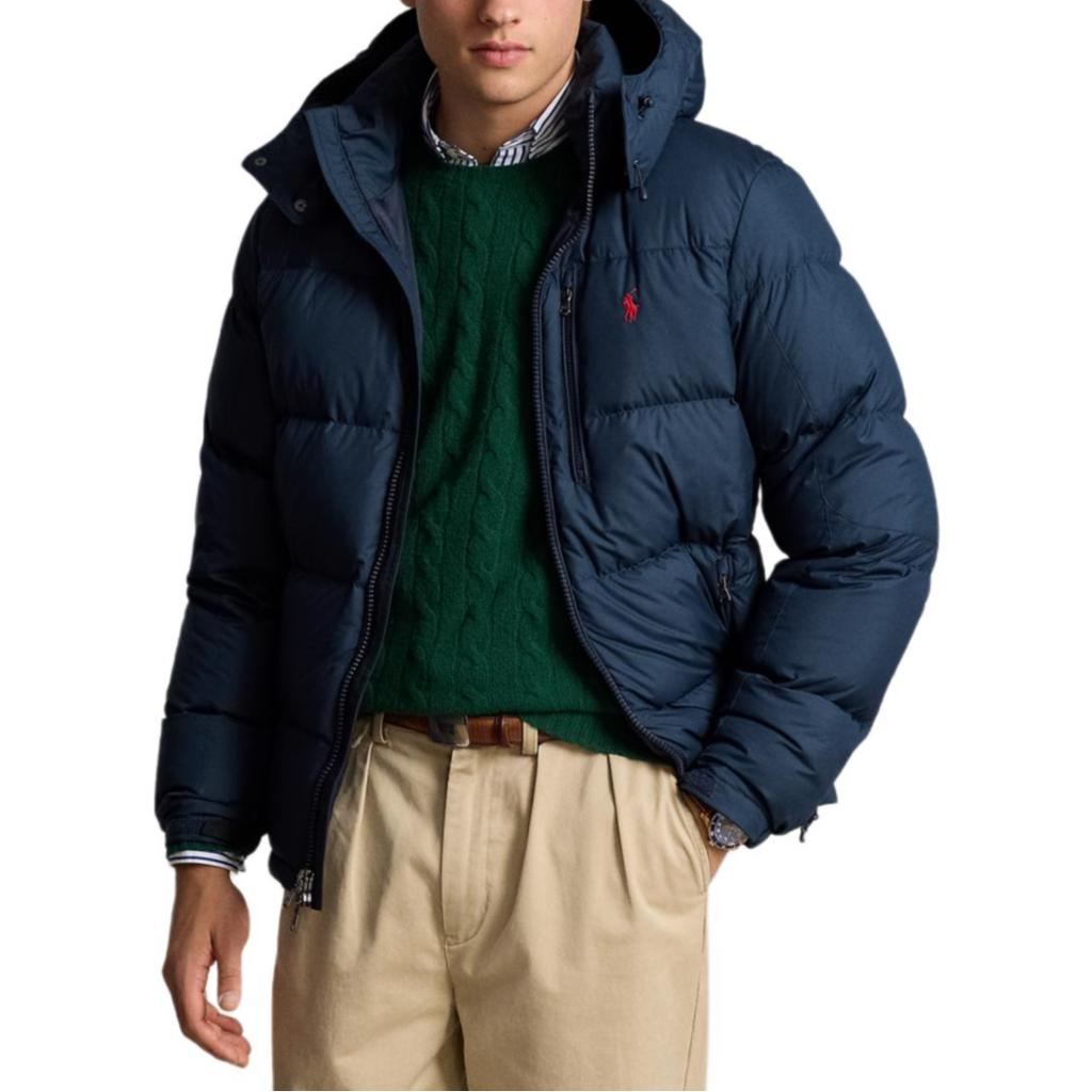 Polo Ralph Lauren FW24 пуховик с капюшоном и вышивкой на молнии с длинными рукавами мужская куртка темно-синего цвета MNPOOTW16021340-410