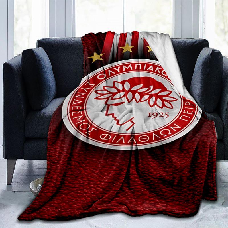 Olympiacos Fc: Red And Black Pride Blanket Suitable for Sofas, Beds, Offices, And Camping - Perfect Gift for Halloween Christmas