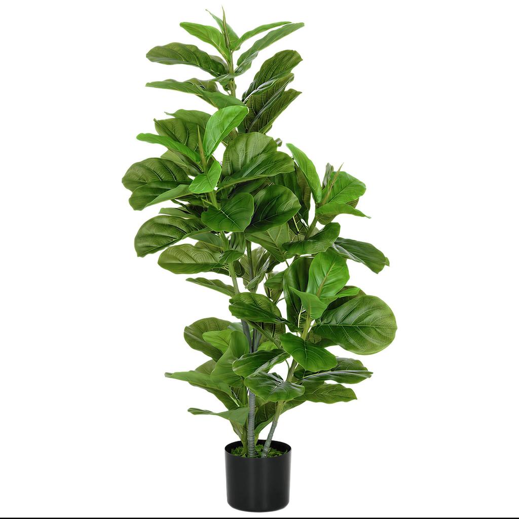Artificial Ficus Plant, 110 cm Tall with 90 Leaves & Pot for Living Room