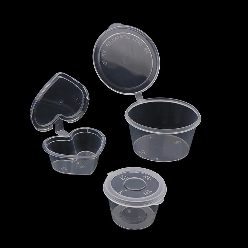 50Pcs Delivery Package Seasoning Box Sauce Box Seasoning Round Transparent Conjoined Plastic Box With Lid Multi Size Home Supply