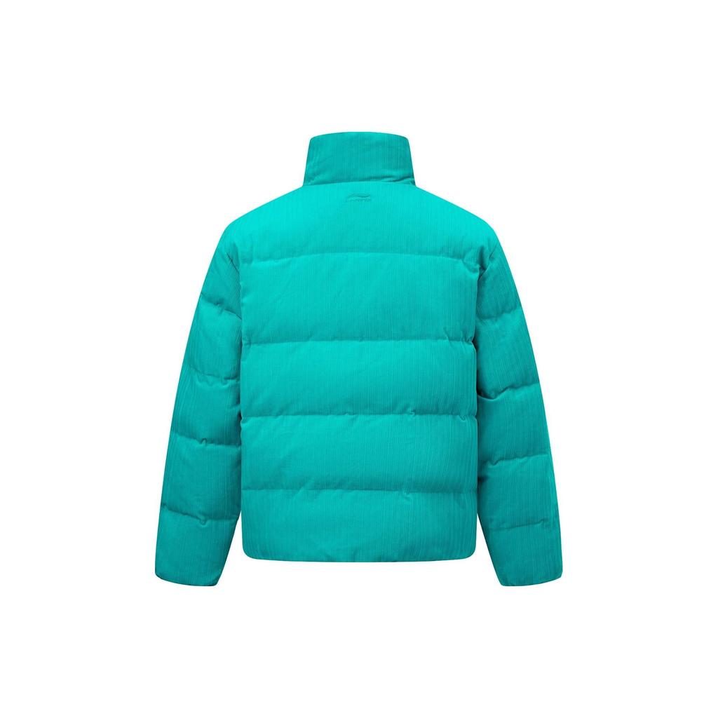 Li-Ning Disney Monsters University с мультяшным принтом, свободная посадка, куртка-пуховик с воротником-стойкой, мужская верхняя одежда, ледяной фарфор, зеленый AYMT117-3