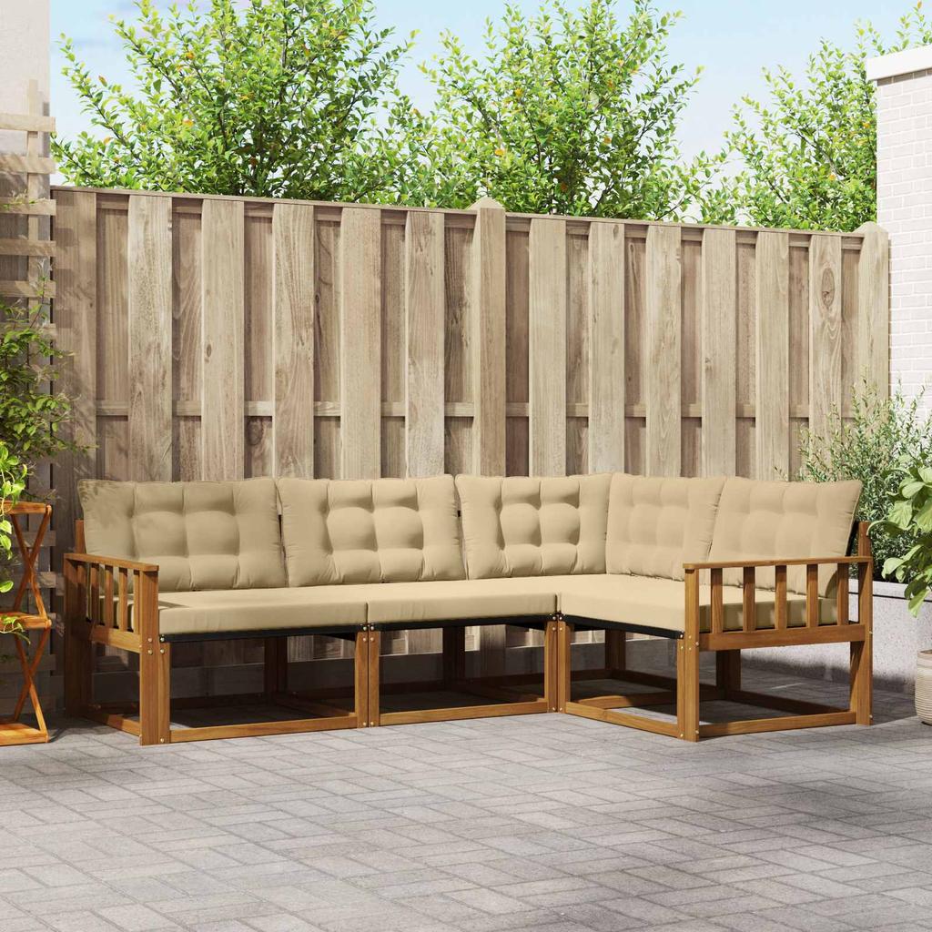 Outdoor Sofa Set with Cushions 4 pcs Natural and Beige
