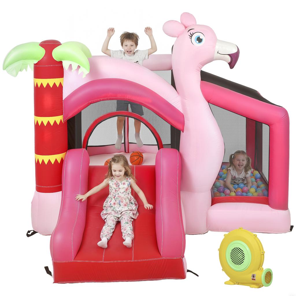 Inflatable Castle for Children with Blower Slide Trampoline Ball Pit Basketball Hoop 255x230x196cm