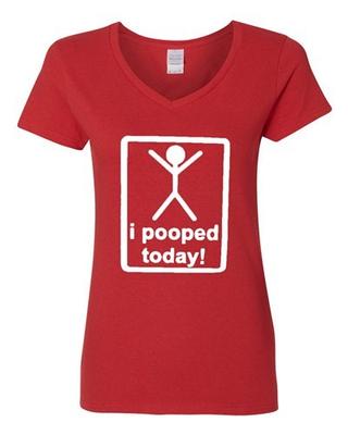 Женская футболка с V-образным вырезом I Pooped Today Stick Man Туалет Какашки Смешной Юмор Унисекс Футболка