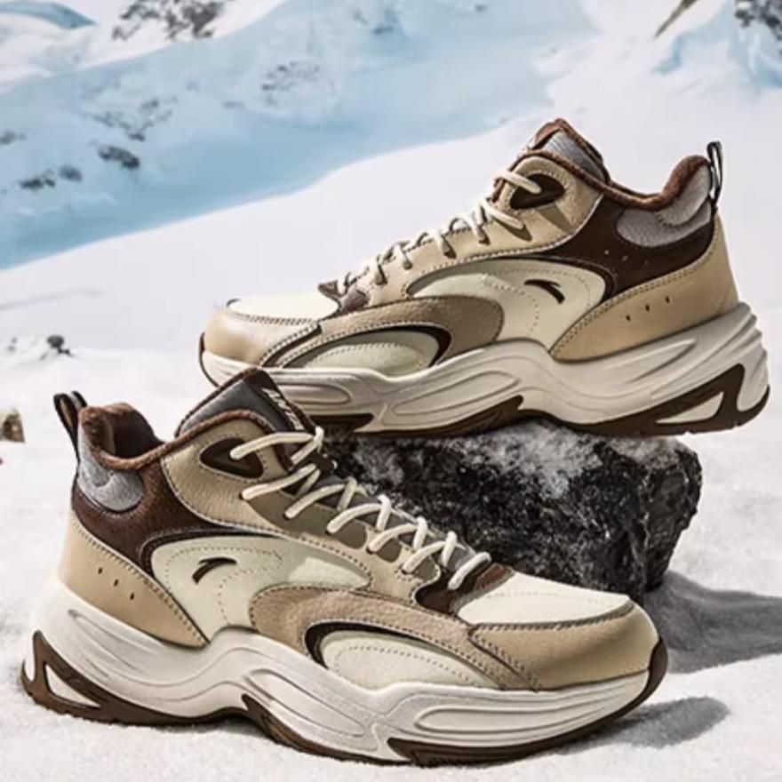 Anta Cross Trendy Универсальные флисовые нескользящие теплые повседневные туфли с низким верхом мужские кроссовки светло-коричневые 112448957-2