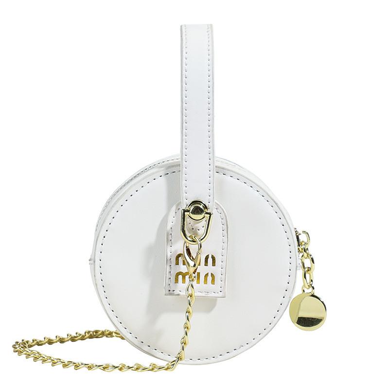 Маленькая детская милая круглая сумка из ПУ материала, сумка кроссбоди на цепочке, на каждый день для