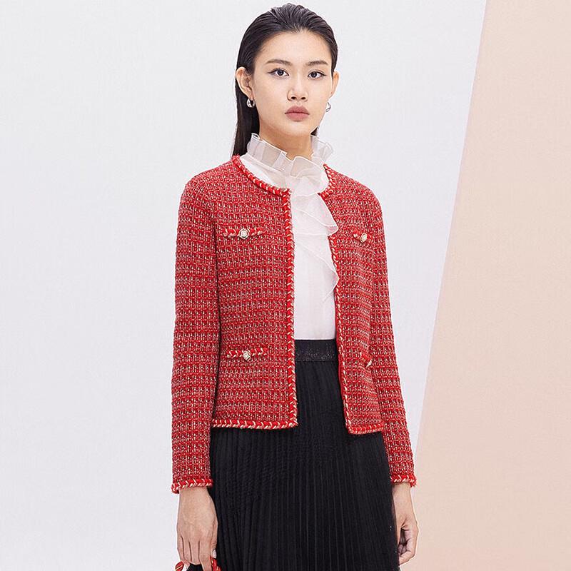 JESSIE JMFGM216 Women's French Chic Tweed Knitted Cardigan