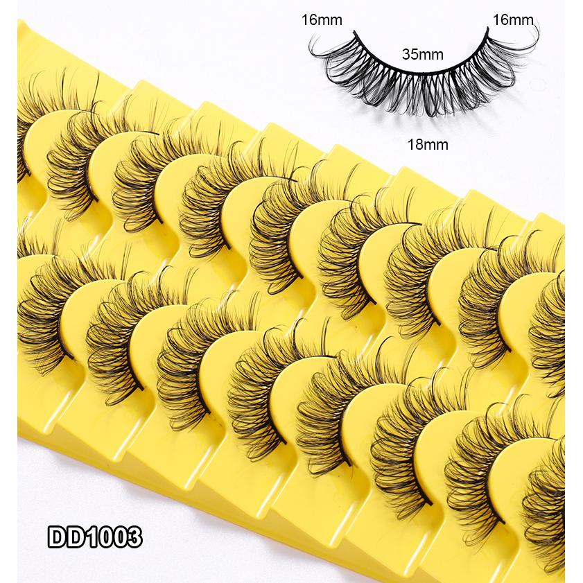 10 Pairs Natural False Eyelashes Curl Russian Volumes 3D Fluffy Mink Reusable Fake Lashes Flexible Extensions Faux Cils
