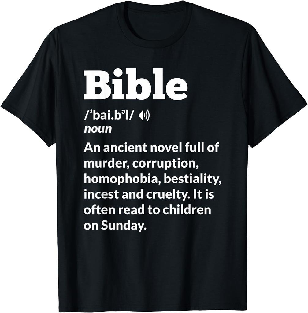 New Limited Funny Atheist Anti-Religion Atheism Bible T-Shirt
