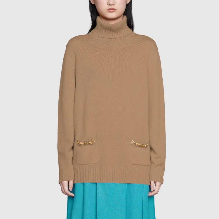 GUCCI FW21 Cashmere Sweater Women's Camel (Unisex) Cashmere Sweaters 662195 XKBYJ 2184