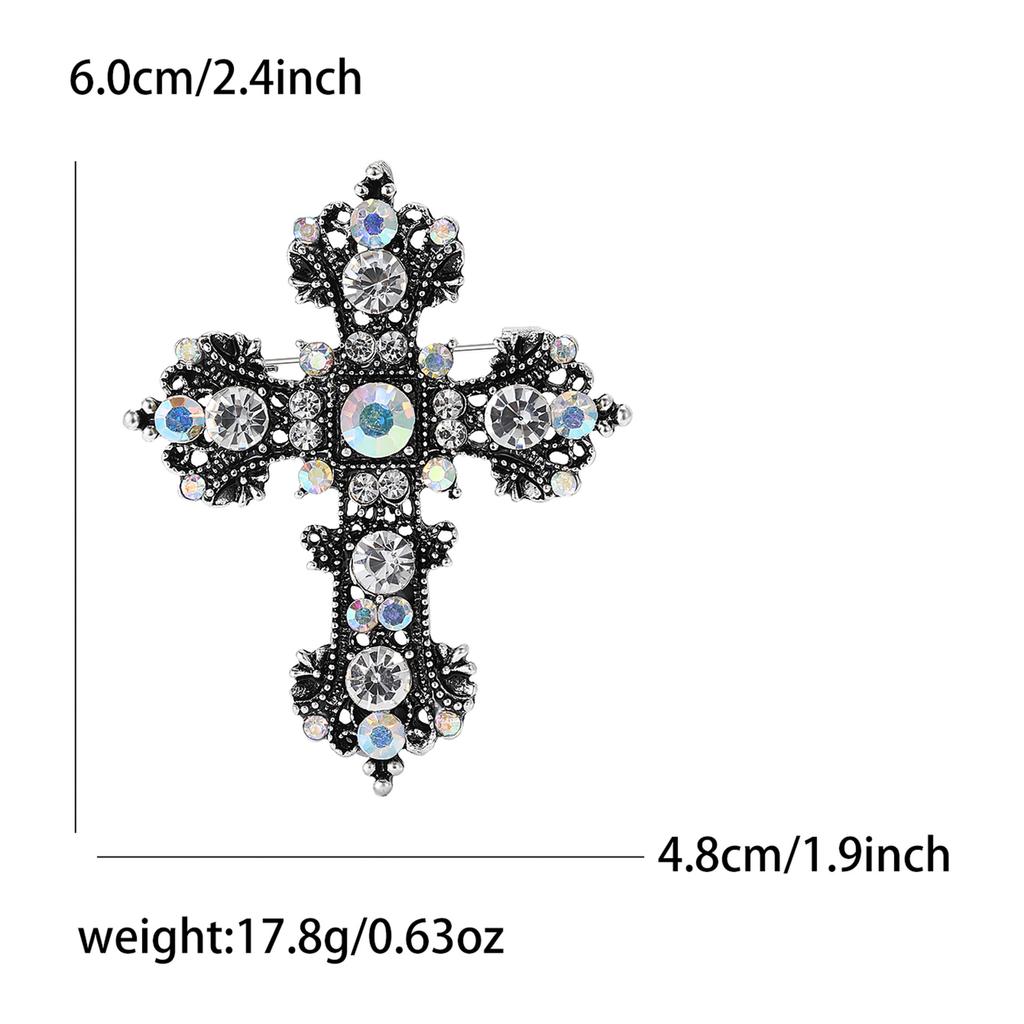 Fashion Creative Alloy Rhinestone Cross Brooch Personality Trend Women'S Clothing Corsage Ornament Pin