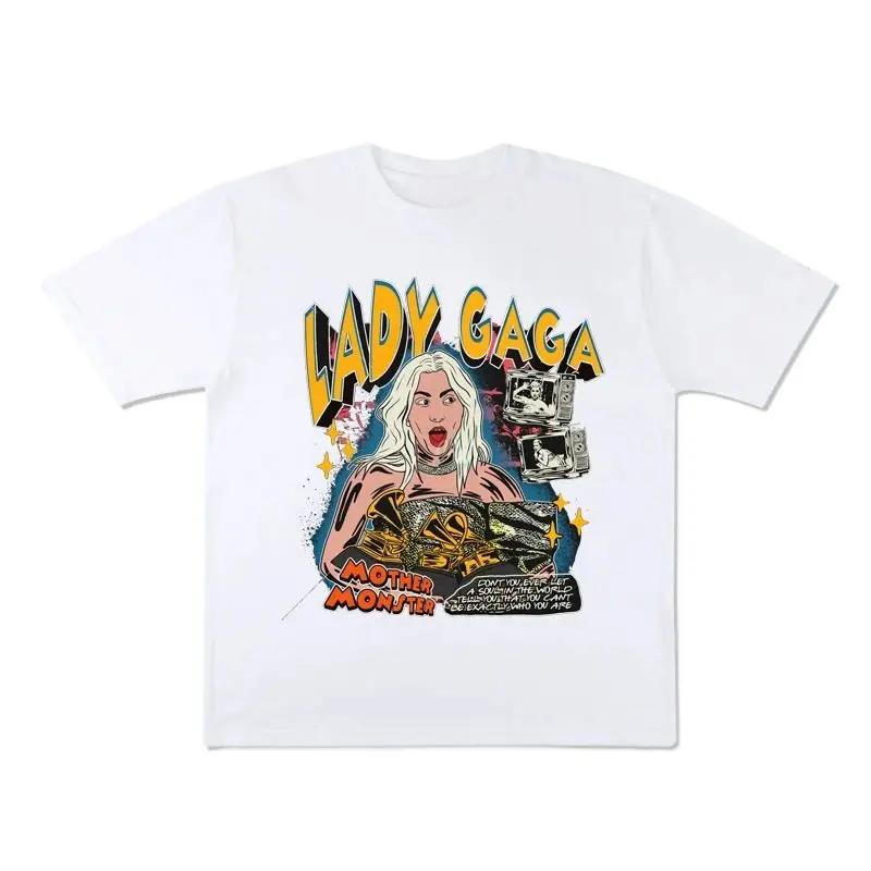 Summer Trendy Men's T-shirt Lady Gaga Casual Cotton Tees Retro Lady Gaga Short Sleeve Tee Unisex Summer Y2k Tops Men's Clothing