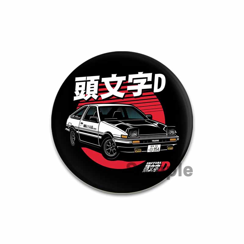 32/44/58MM Initial D Anime Enamel Pins for Clothes Bag Decor Round Cartoon Brooches On Backpack Racing Badge Jewelry Gift Accessory